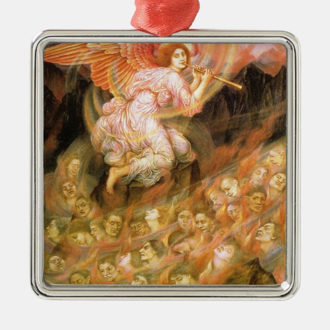 Ornamento De Metal Angel Piping para as Almas no Inferno (Frente)