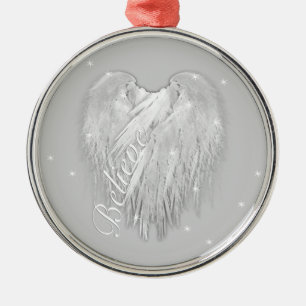 Ornamento De Metal ANGEL WINGS 'Acredite' Heart Starry Sparkle