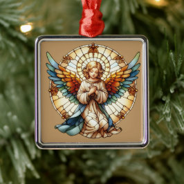 Ornamento De Metal Angelic Stained Glass Reversible
