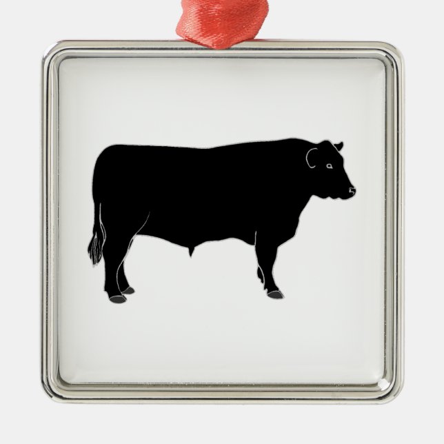Ornamento De Metal Angus preto Bull (Frente)