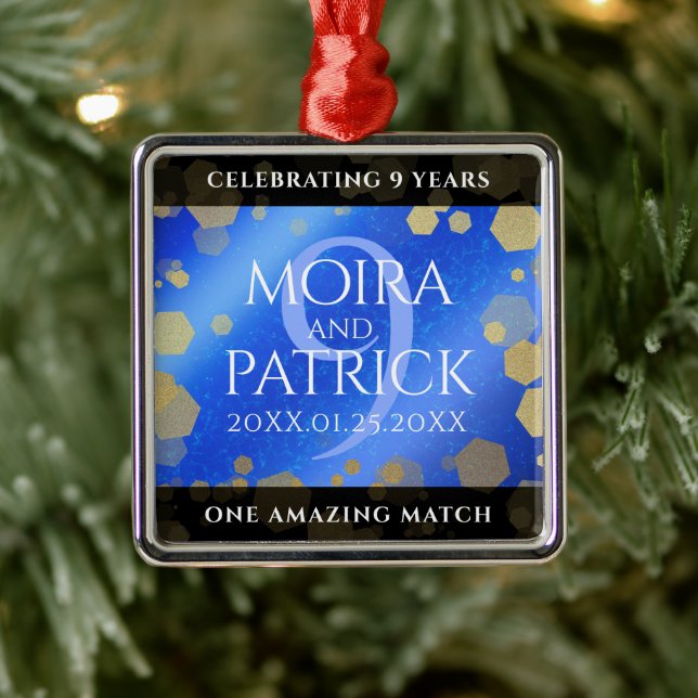 Ornamento De Metal Aniversário Casado do Elegante Nove Lapis Lazuli (Árvore)