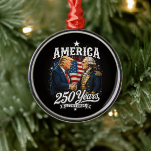Ornamento De Metal Aniversário da América 250º Trump Washington