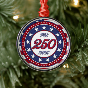 Ornamento De Metal Aniversário de 250 anos da América com a bandeira 