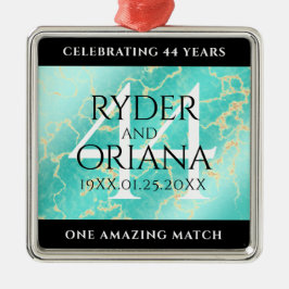 Ornamento De Metal Aniversário de Casamento da 44 Turquesa Elegante