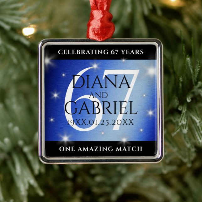 Ornamento De Metal Aniversário de Casamento da 67ª Estrela Sapphire (Árvore)