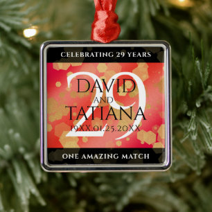 Ornamento De Metal Aniversário de Casamento da Elegante 29 Garnet