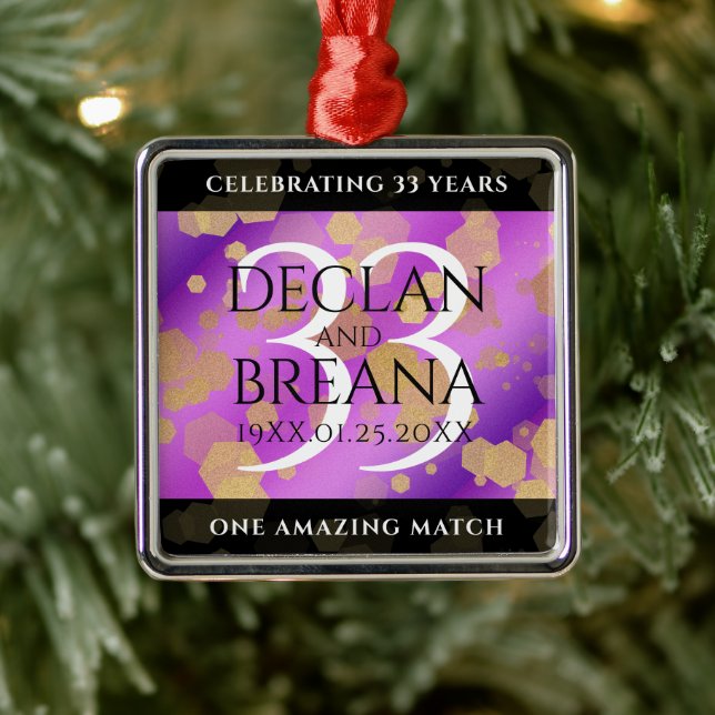 Ornamento De Metal Aniversário de Casamento de Ametist Elegante 33 (Árvore)