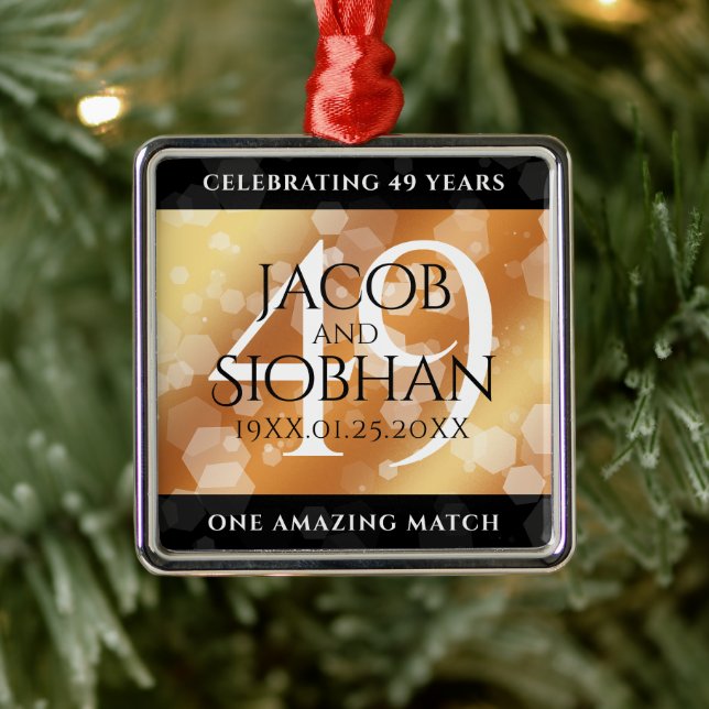 Ornamento De Metal Aniversário de Casamento de Cobre Elegante 49º (Árvore)