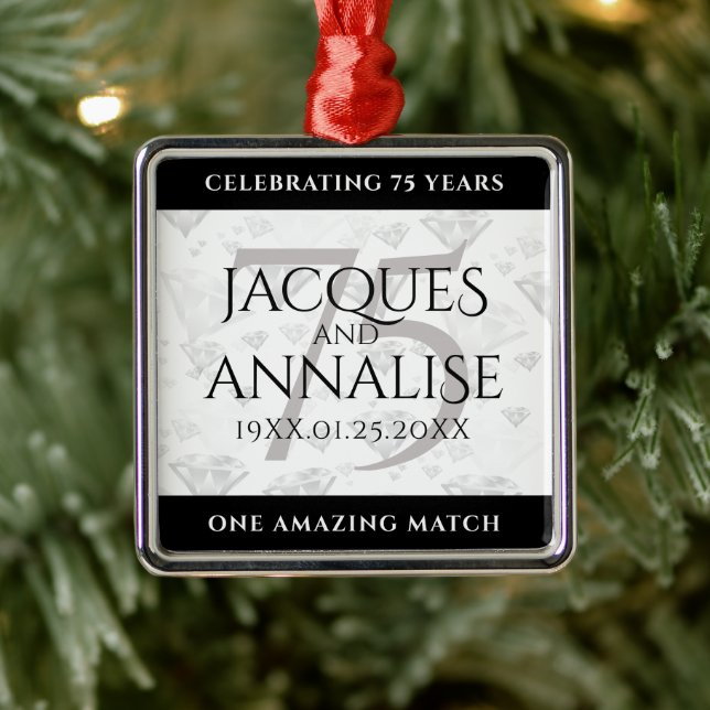 Ornamento De Metal Aniversário de Casamento de Diamante Elegante 75 (Árvore)