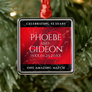 Ornamento De Metal Aniversário de Casamento do Elegante 42º Jasper