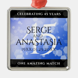 Ornamento De Metal Aniversário de Casamento do Elegante 45º Sapphire
