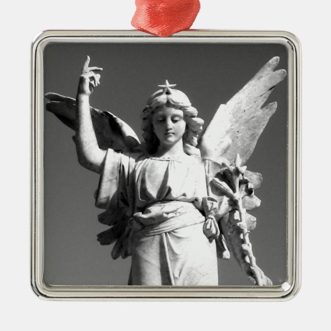 Ornamento De Metal Anjo Apontando para o Céu (Frente)