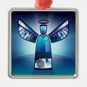 Ornamento De Metal Anjo Azul