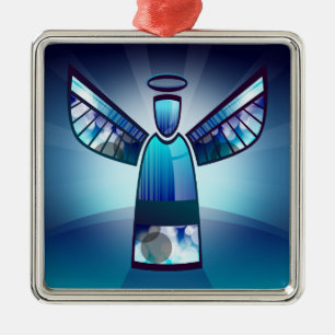 Ornamento De Metal Anjo Azul Estilizado