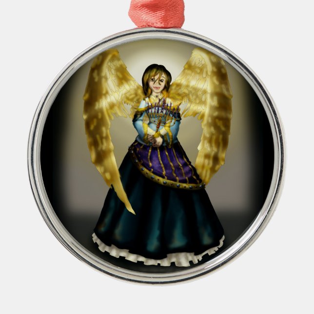 Ornamento De Metal Anjo de Chanukah (Frente)