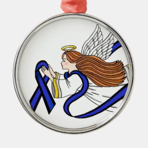 Ornamento De Metal Anjo de linha azul fina