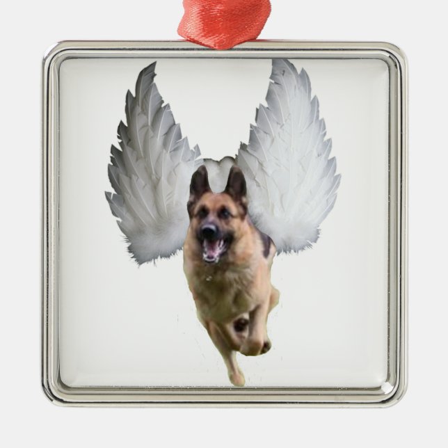 Ornamento De Metal Anjo do german shepherd (Frente)