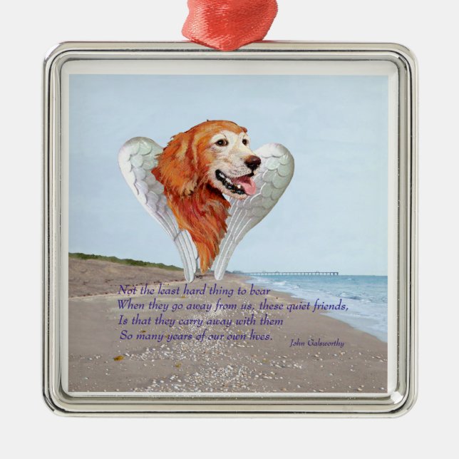 Ornamento De Metal Anjo do Golden Retriever (Frente)