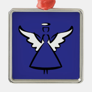 Ornamento De Metal Anjo Mínimo Wings & Halo   Sil Gráfico Moderno