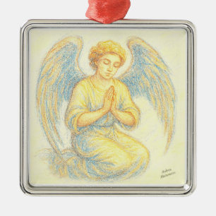 Ornamento De Metal Anjo na oração