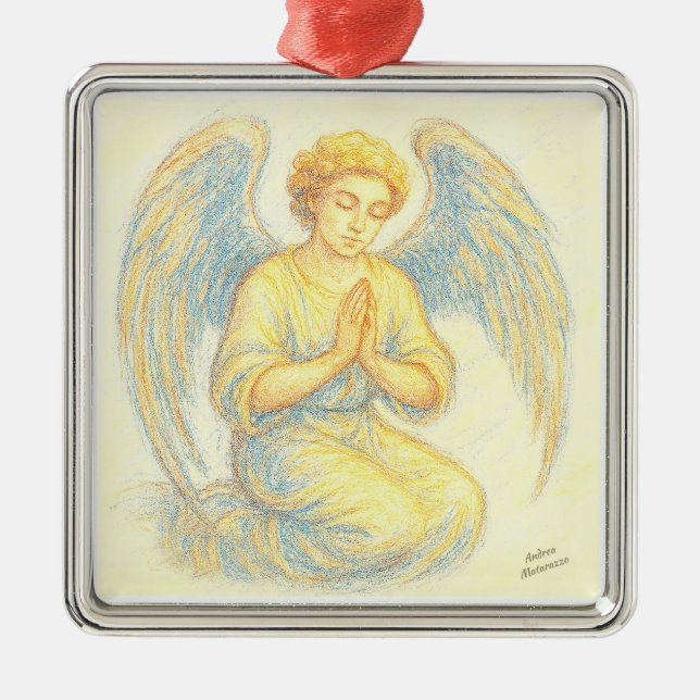 Ornamento De Metal Anjo na oração (Frente)
