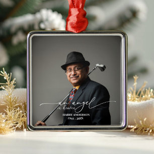 Ornamento De Metal Anjo no Céu Negro e White Memorial Foto