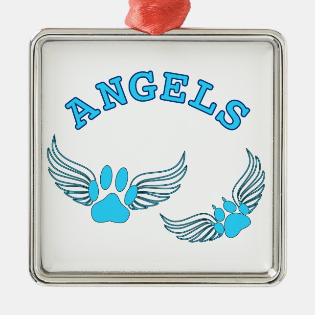 Ornamento De Metal Anjo Pet Pws De Azul (Frente)