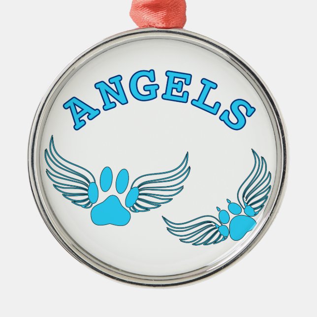 Ornamento De Metal Anjo Pet Pws De Azul (Frente)