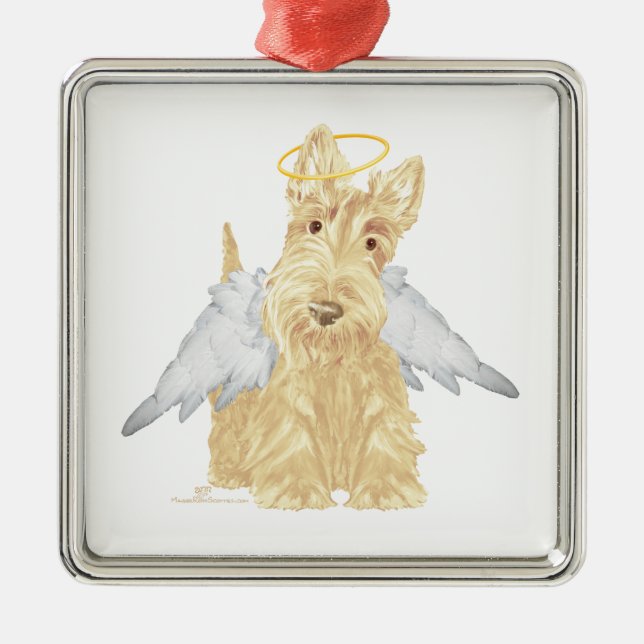 Ornamento De Metal Anjo Wheaten Scottie (Frente)