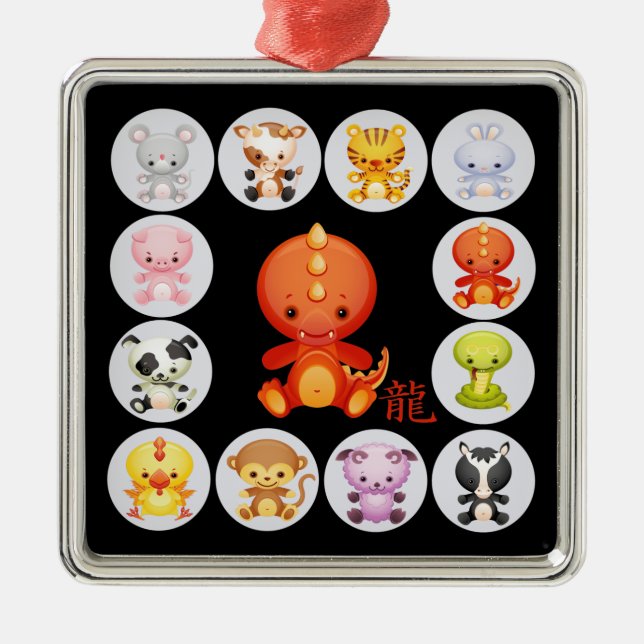 Ornamento De Metal Ano chinês do dragão (Frente)