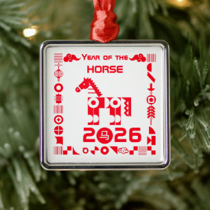 Ornamento De Metal Ano do Cavalo 2026