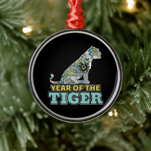 Ornamento De Metal Ano Novo Chinês - Zodiac White Tiger