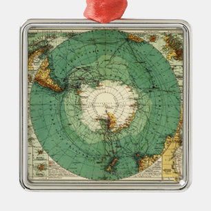 Ornamento De Metal AntarcticaPanoramic MapAntarctica