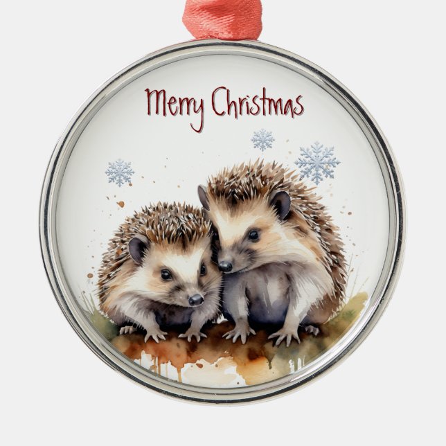 Ornamento De Metal Aquarela Hedgehog Arte Animal (Frente)