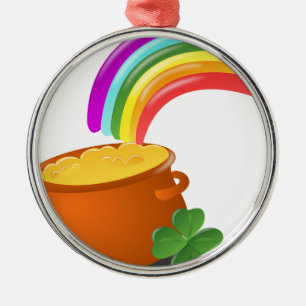 Ornamento De Metal Arco-Íris Dourado Pote Lucky Irish Sky Irlanda Col