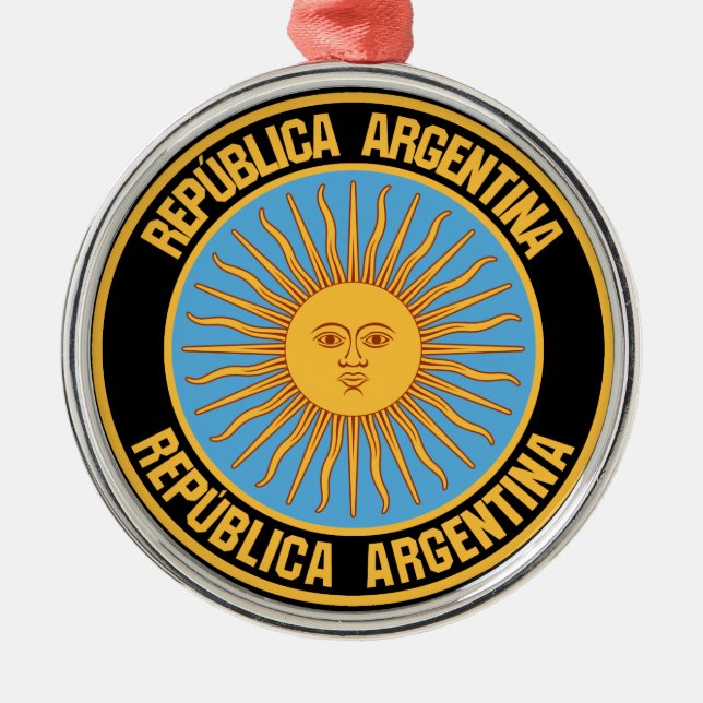 Ornamento De Metal Argentina Round Emblem (Frente)