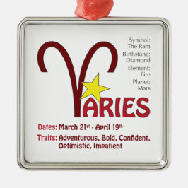Ornamento De Metal Aries Traits Square Ornament