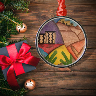 Ornamento De Metal Arizona de Natal Desert Southwest FolArt