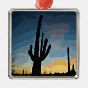 Ornamento De Metal Arizona Saguaro Cactus Sudoeste Sunset
