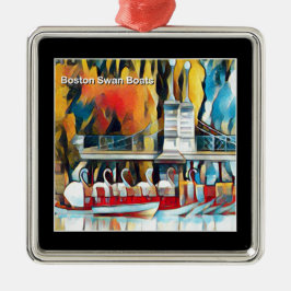 Ornamento De Metal Art Deco Boston Swan Boats