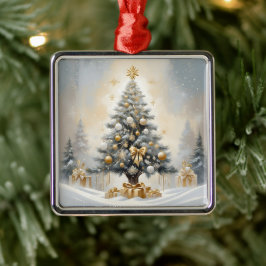 Ornamento De Metal Art Deco Natal Arcos e presentes Dourados e luxuos