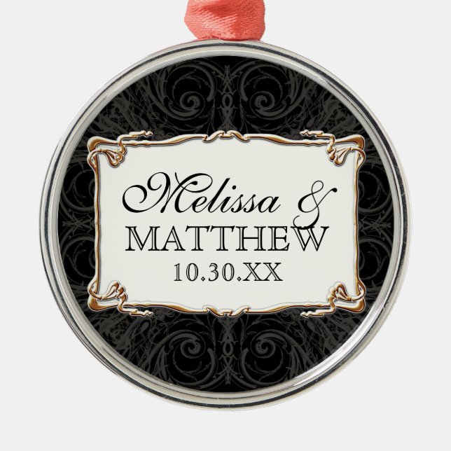 Ornamento De Metal Art Deco Nouveau Lace n Dourado Look Personalizado (Frente)