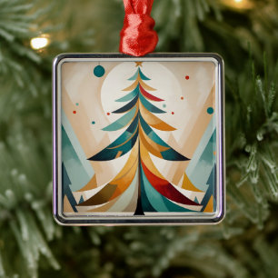 Ornamento De Metal Art Deco Ramificações geométricas de Natal com pen