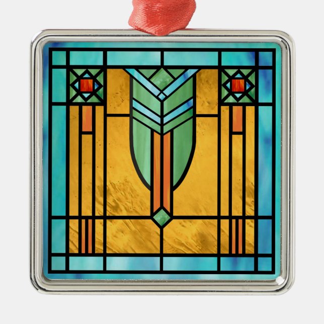 Ornamento De Metal Art Deco StainGlass 3 (Frente)