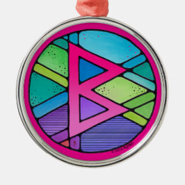 Ornamento De Metal Art Nouveau Berkano Rune of Mãe Terra