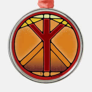 Ornamento De Metal Art Nouveau Elhaz Rune of Protection