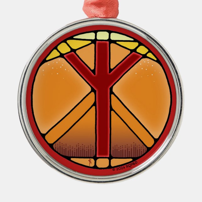 Ornamento De Metal Art Nouveau Elhaz Rune of Protection (Frente)