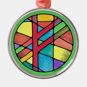 Ornamento De Metal Art Nouveau Fehu Rune de Riqueza