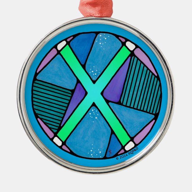 Ornamento De Metal Art Nouveau Gebo Rune de Unidade (Frente)