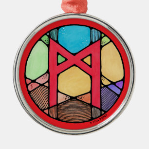 Ornamento De Metal Art Nouveau Mannaz Rune of Humanity